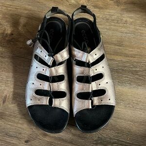 Ecco gold copper metallic lace up sandals women’s size 41 bluma